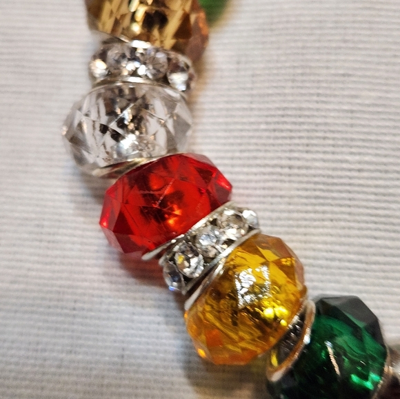 Handmade Bracelet Personalized Love Between Mother Daughter Red Green Rhinestone - Picture 6 of 8